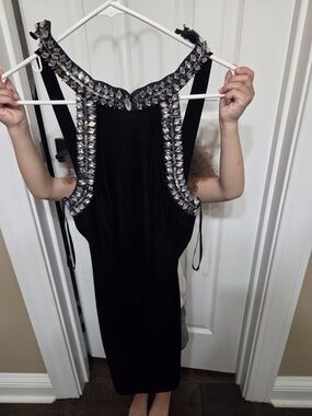 B Darlin Black Backless Dress with Silver Crystal Embellishment